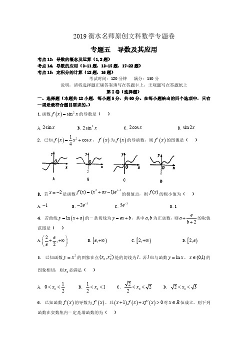 2019衡水名师原创文科数学专题卷：专题五《导数及其应用》