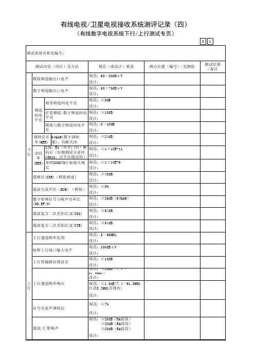 广东省建筑工程统一用表(2017版)有线电视卫星电视接收系统测评记录(四)