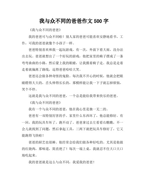 我与众不同的爸爸作文500字