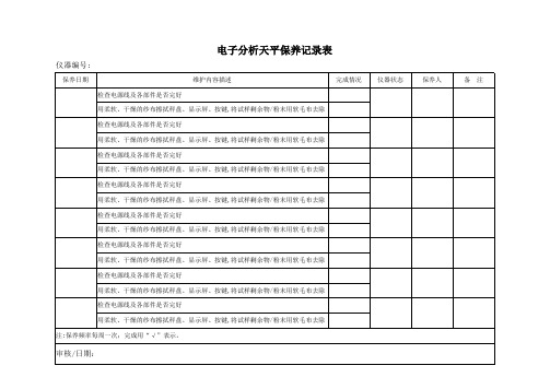 电子分析天平保养记录表