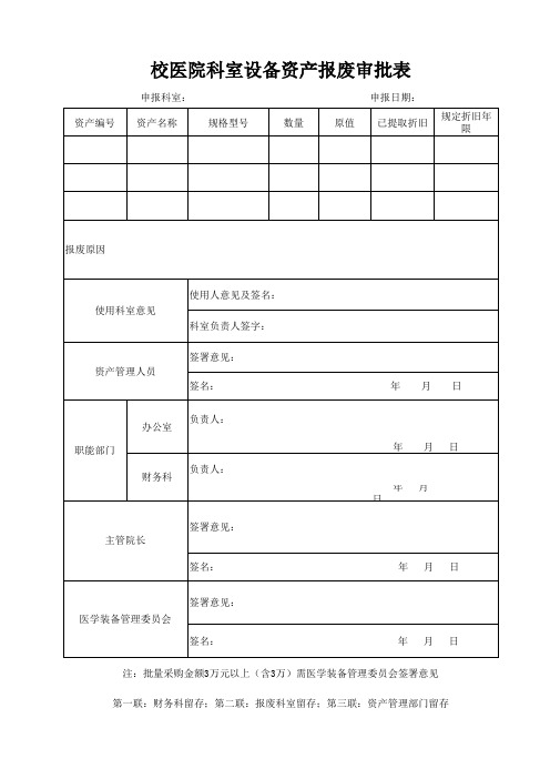 校医院科室设备资产报废审批表