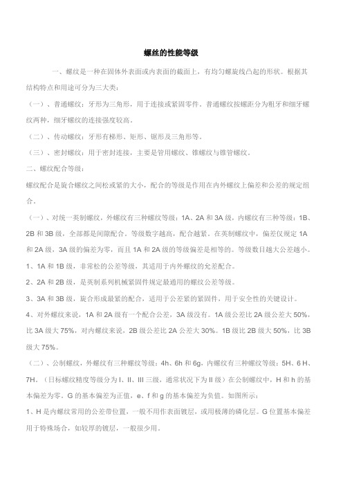 螺丝的性能等级