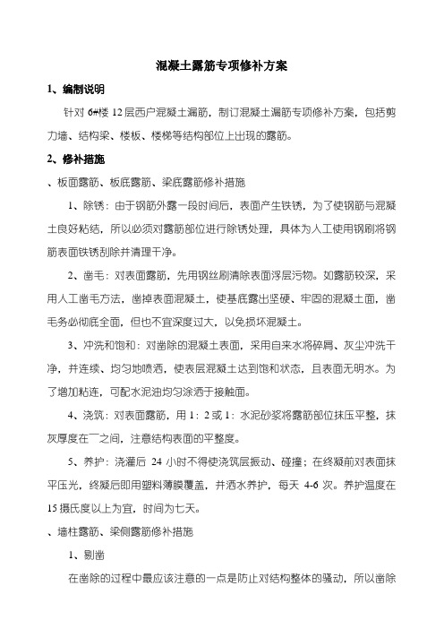 混凝土结构露筋专项修补方案