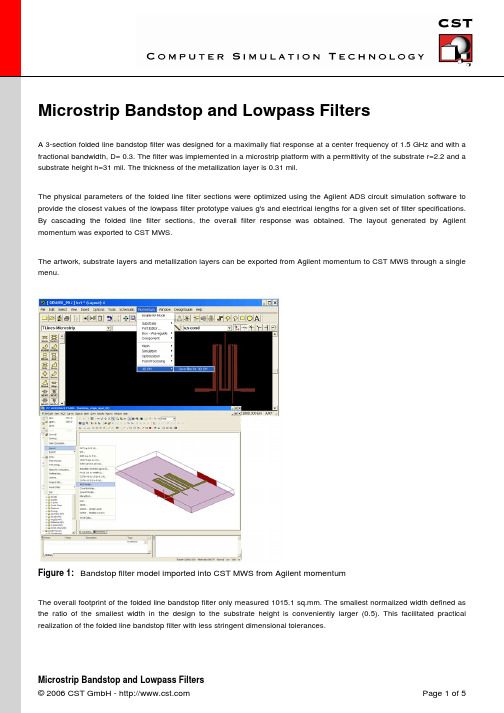 微波仿真论坛_Microstrip Bandstop and Lowpass Filters