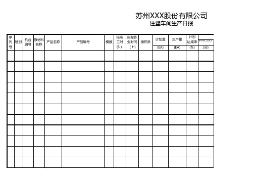 注塑车间生产日报表