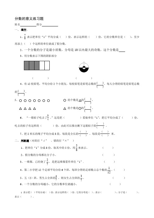 分数的意义练习题