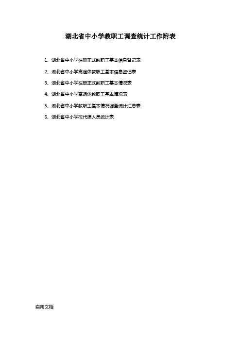 湖北省中小学教职工调查统计工作附表