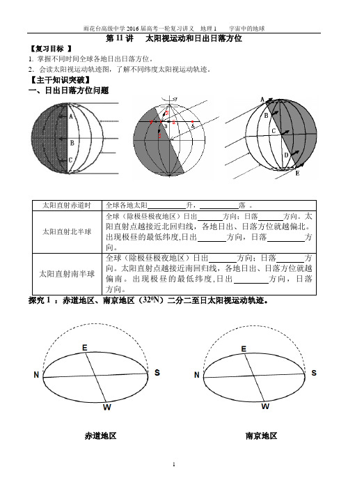 第11讲  太阳视运动轨迹和日出日落方位