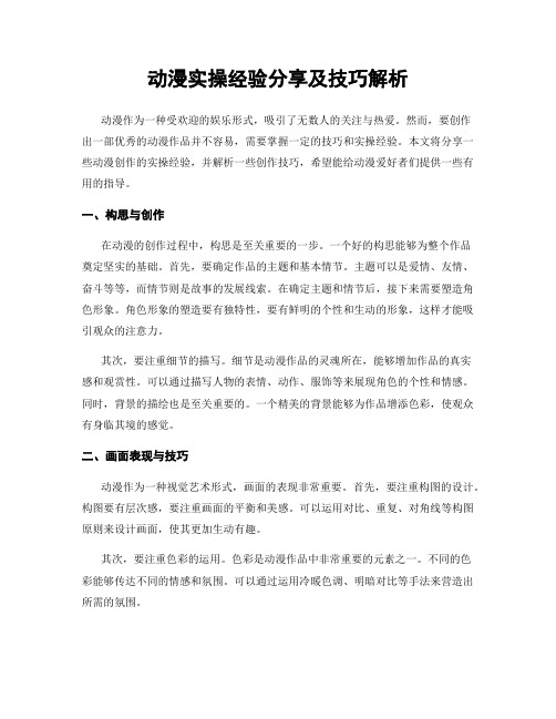 动漫实操经验分享及技巧解析