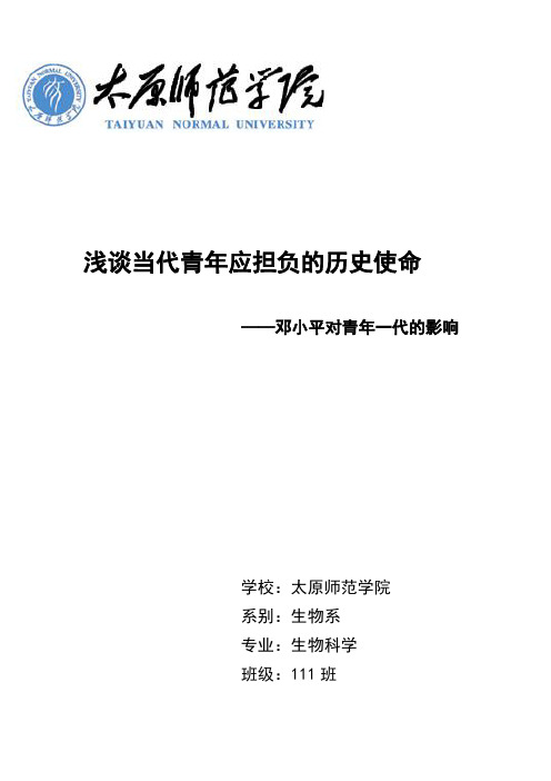 浅谈当代青年应担负的历史使命
