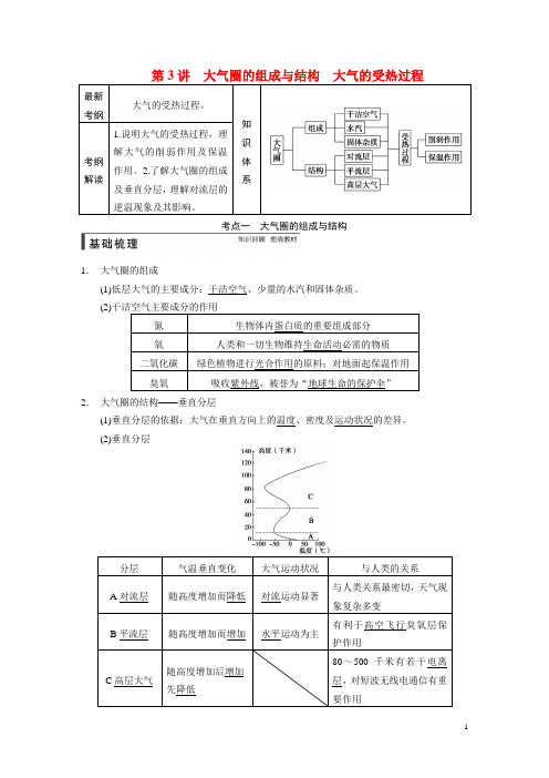 高考地理一轮复习 第一册 第三单元 第3讲 大气圈的组成与结构 大气的受热过程 鲁教版(1)