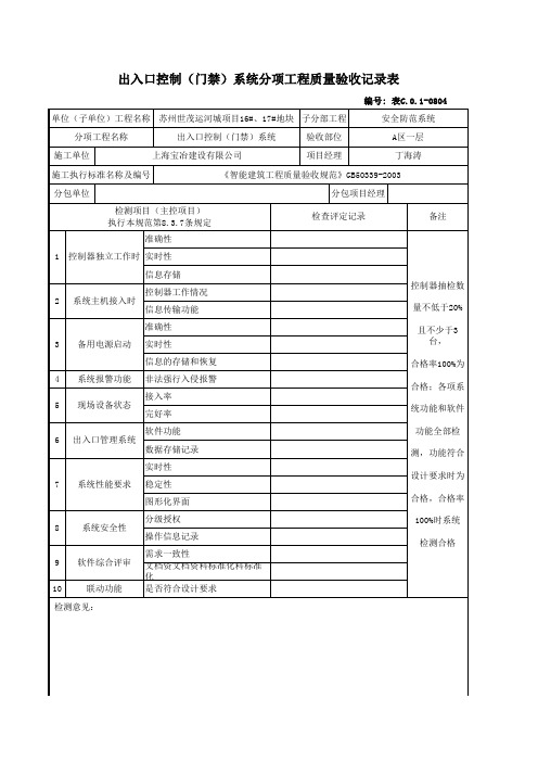 门禁检验批