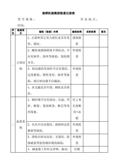 架桥机检查表