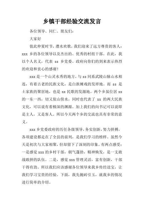 乡镇干部经验交流发言