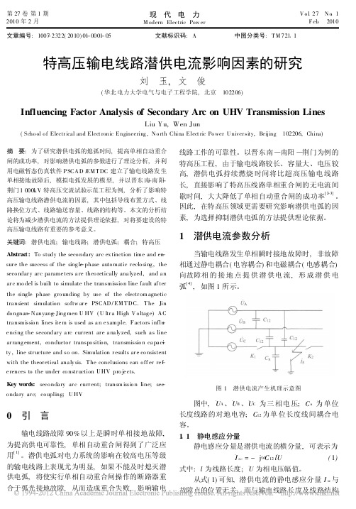 特高压输电线路潜供电流影响因素的研究