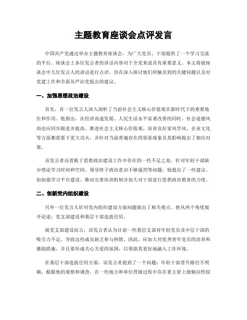 主题教育座谈会点评发言