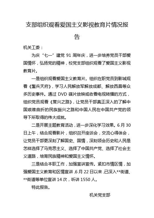 党支部观看爱国主义影视教育片情况
