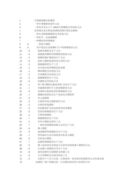 磷肥的生产制造应用工艺技术