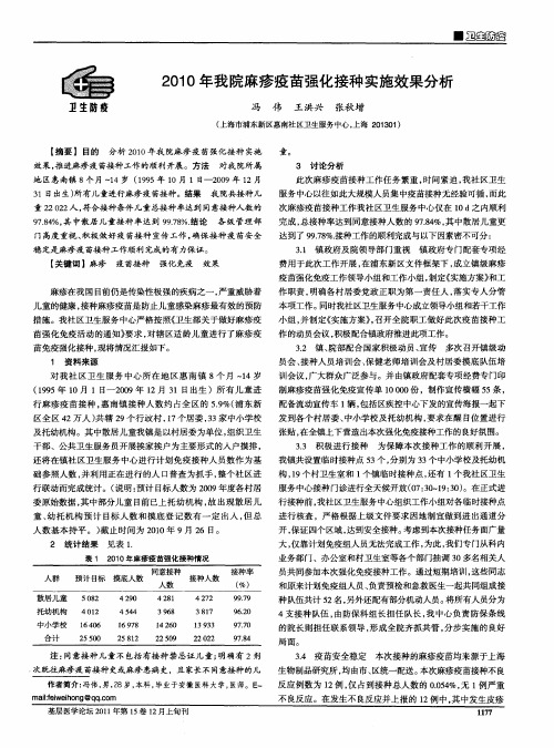 2010年我院麻疹疫苗强化接种实施效果分析