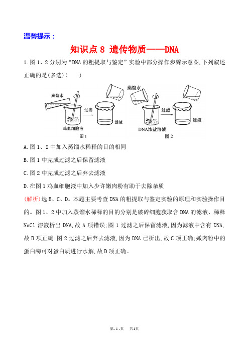 高考生物一轮复习  知识点8 遗传物质——DNA