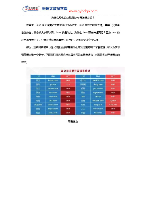 为什么知名企业都用java开发语言呢？