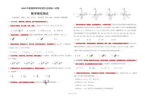 2020年高考数学模拟卷(山高温情版)(学生版)(A3)