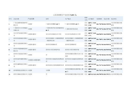 山东省面粉生产企业名单(643家)