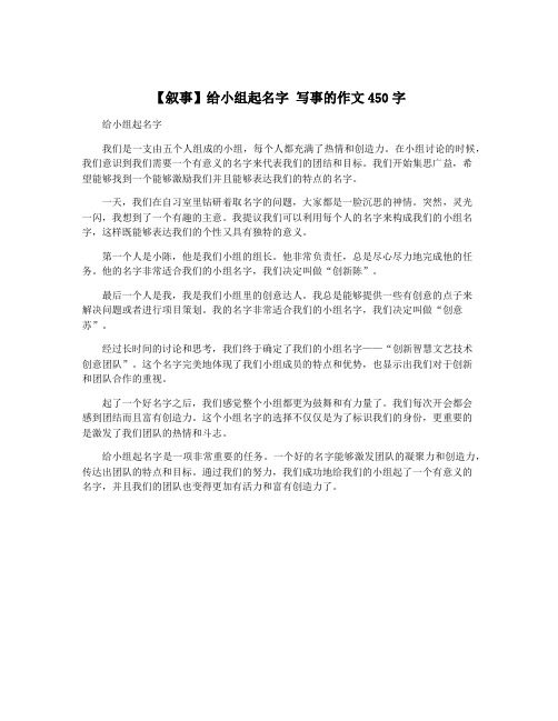 【叙事】给小组起名字 写事的作文450字