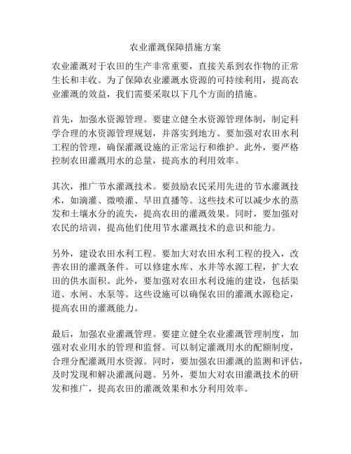 农业灌溉保障措施方案