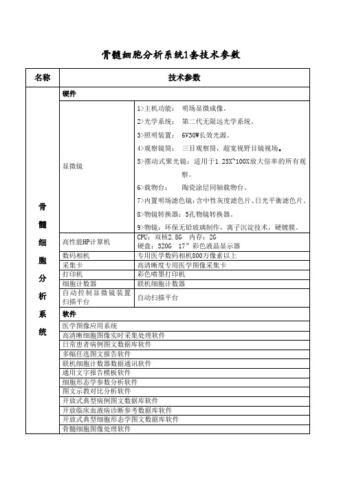 骨髓细胞分析系统1套技术参数