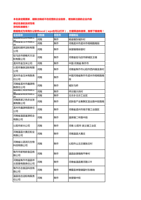 2020新版河南焦作淀粉企业公司名录名单黄页联系方式大全52家