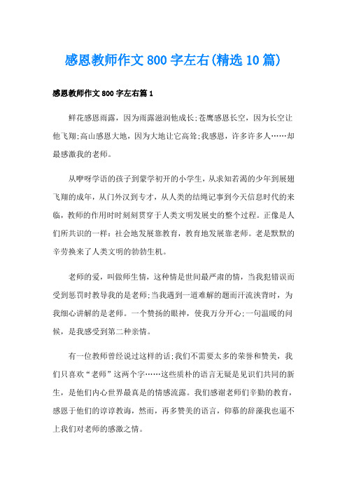 感恩教师作文800字左右(精选10篇)