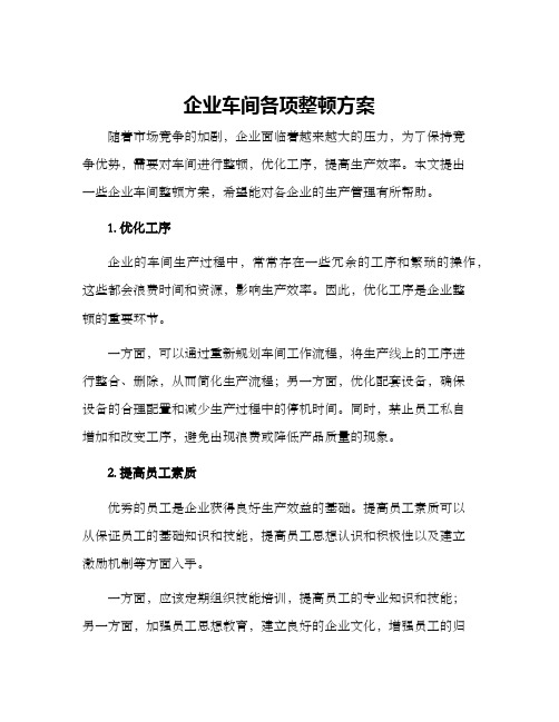 企业车间各项整顿方案