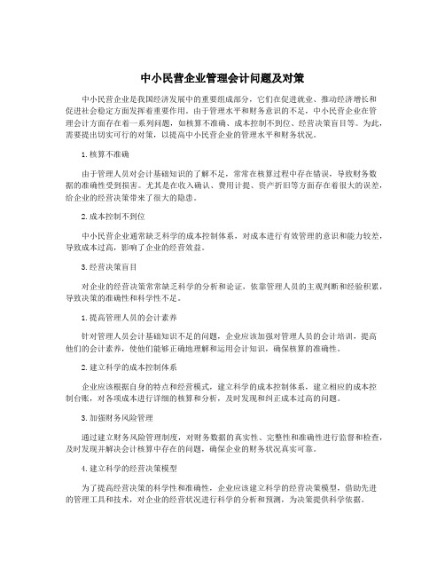 中小民营企业管理会计问题及对策