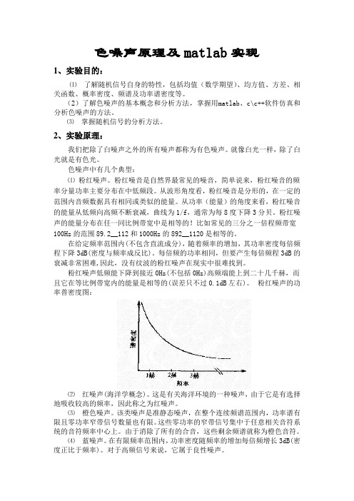 色噪声原理及matlab代码实现