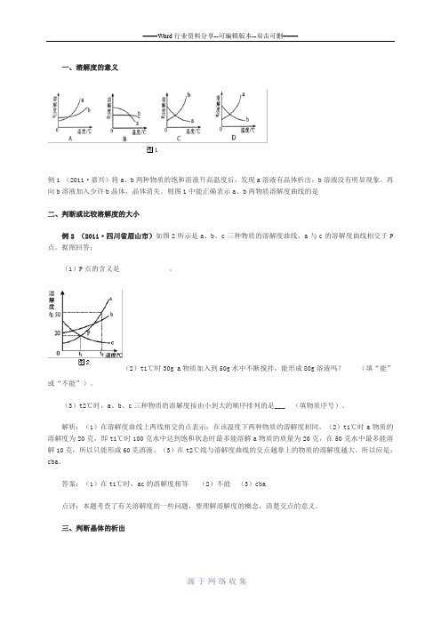 溶解度专题练习题