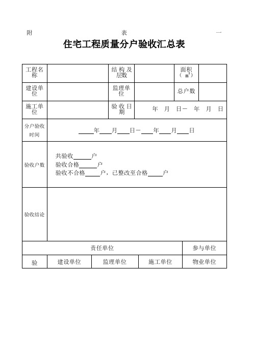 住宅分户验收表格新版本)