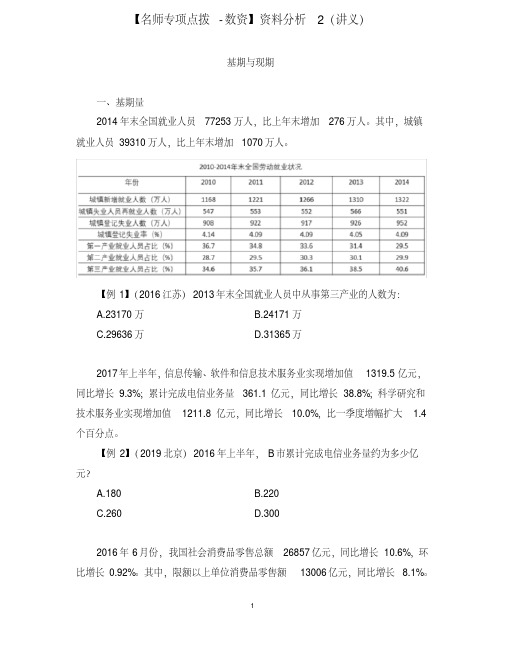 关于【2020国考省考公务员笔试真题强化训练】【名师专项点拨-数资】资料分..