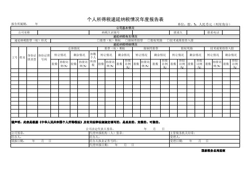 个人所得税递延纳税情况年度报告表导出模板