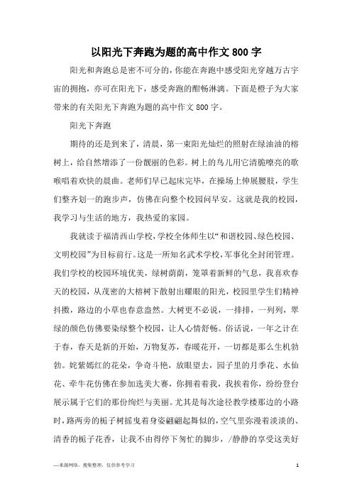 以阳光下奔跑为题的高中作文800字