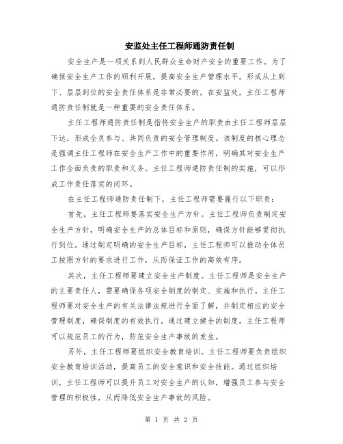 安监处主任工程师通防责任制