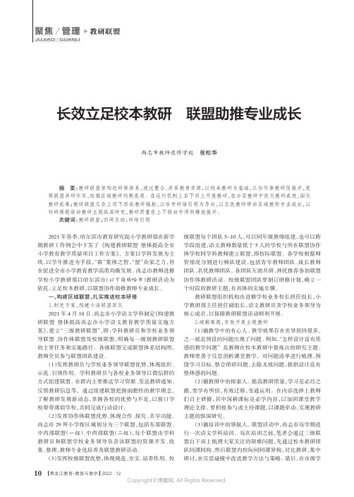 长效立足校本教研 联盟助推专业成长