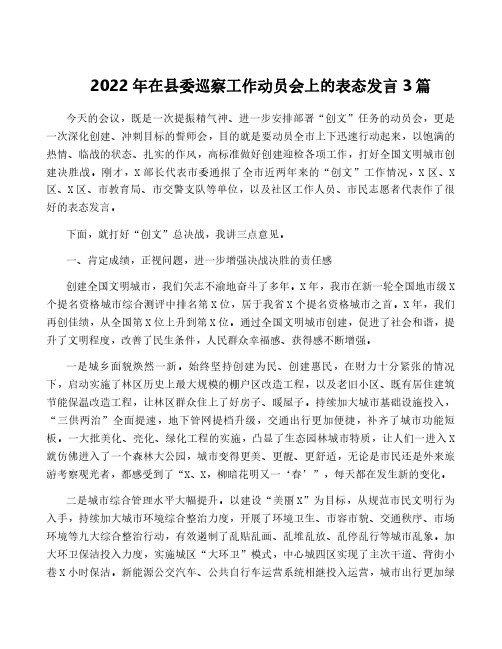 2022年在县委巡察工作动员会上的表态发言3篇