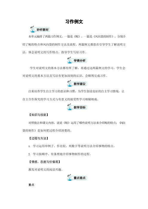 人教部编版五年级语文上册《第五单元：习作例文》配套教案教学设计优秀公开课