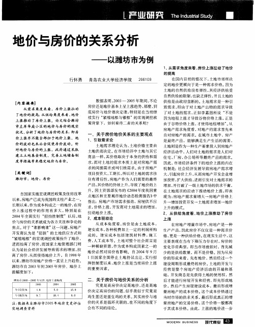 地价与房价的关系分析——以潍坊市为例