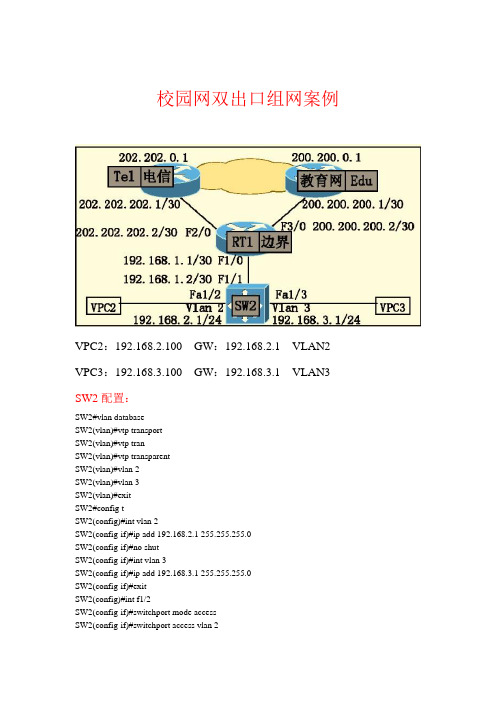 校园网双出口组网案例