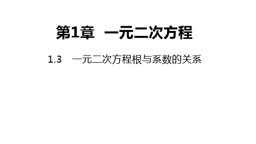 苏科版数学九年级上册一元二次方程根与系数的关系同步课件