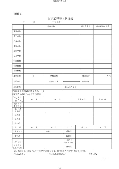 质监站检查目录