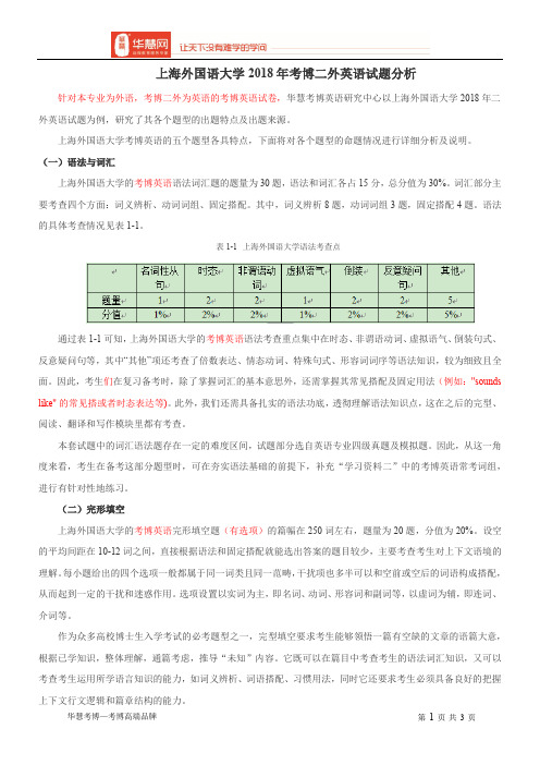 上海外国语大学2018年考博二外英语试题分析