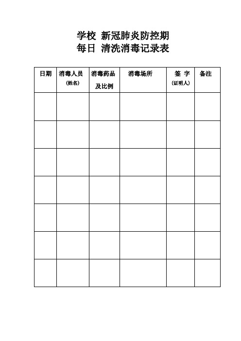 新冠肺炎疫情防控期间学校校园清洗消记录表